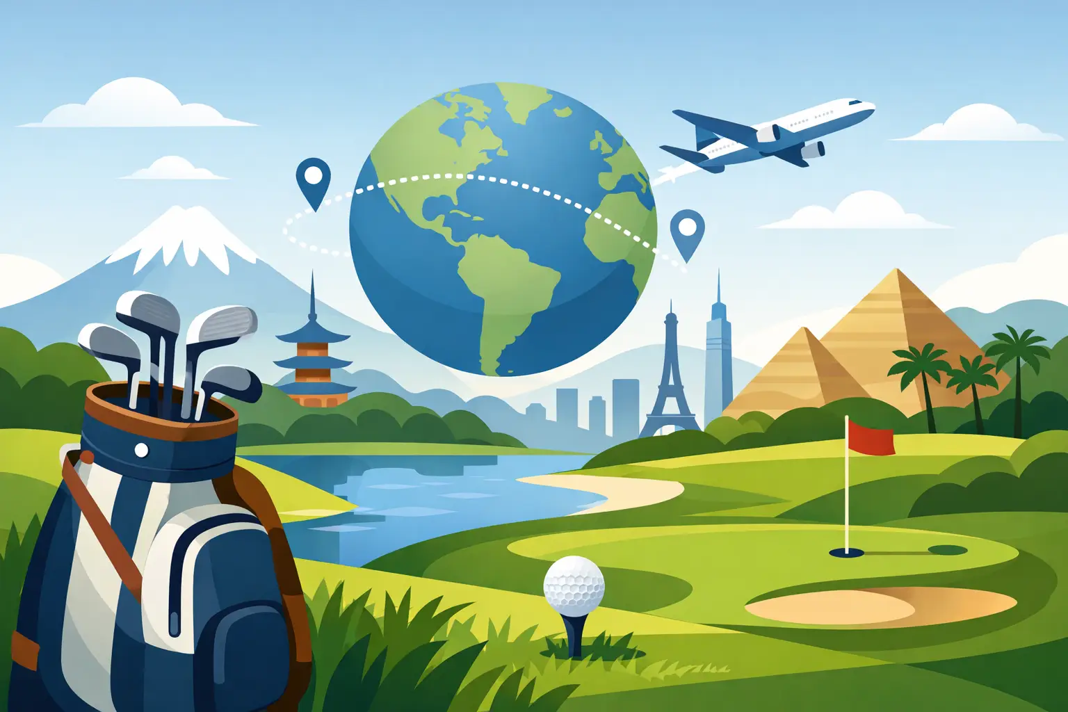 Roteiro de golfe internacional bem planejado