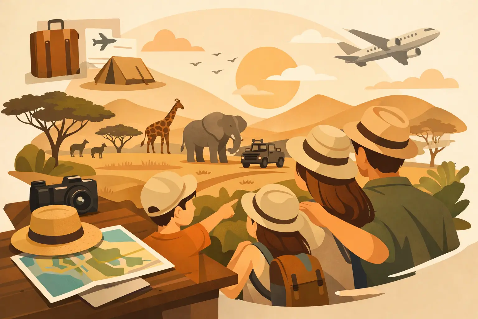 Como planejar safari em família